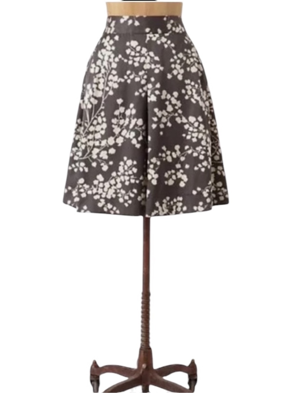 Anthropologie Moulinette Soeurs Silk Flora Inked Floral Print A-Line Skirt - 6